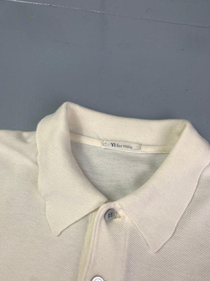 (M-L) Yohji Yamamoto 1990s Boxy Embroidered Polo Shirt - Known Source