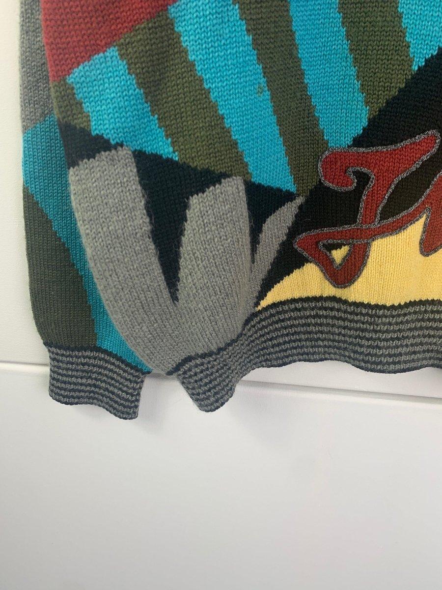 (M) Yoshiyuki Konishi 1980s Multi Pattern Collage Knit Sweater - Known Source