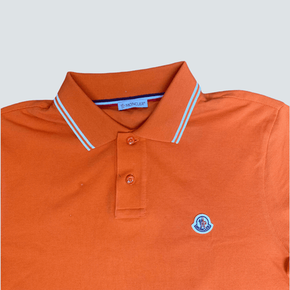 Moncler MAGLIA POLO MANICA CORTA logo design short sleeve polo shirt orange (S) - Known Source