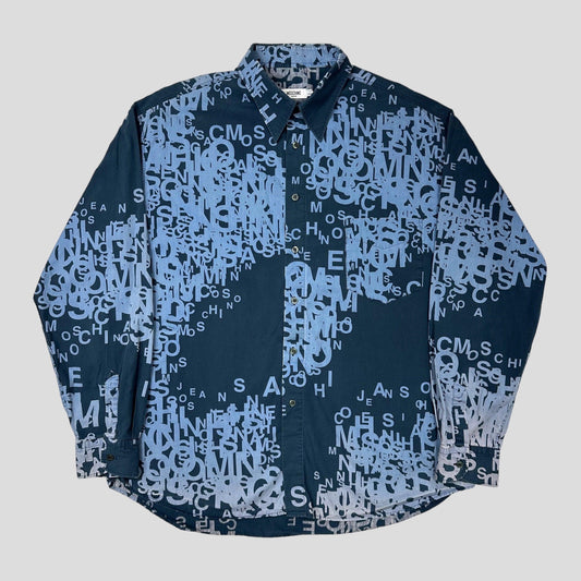 Moschino Jeans 00’s Cryptography Blue Shirt - XXL - Known Source