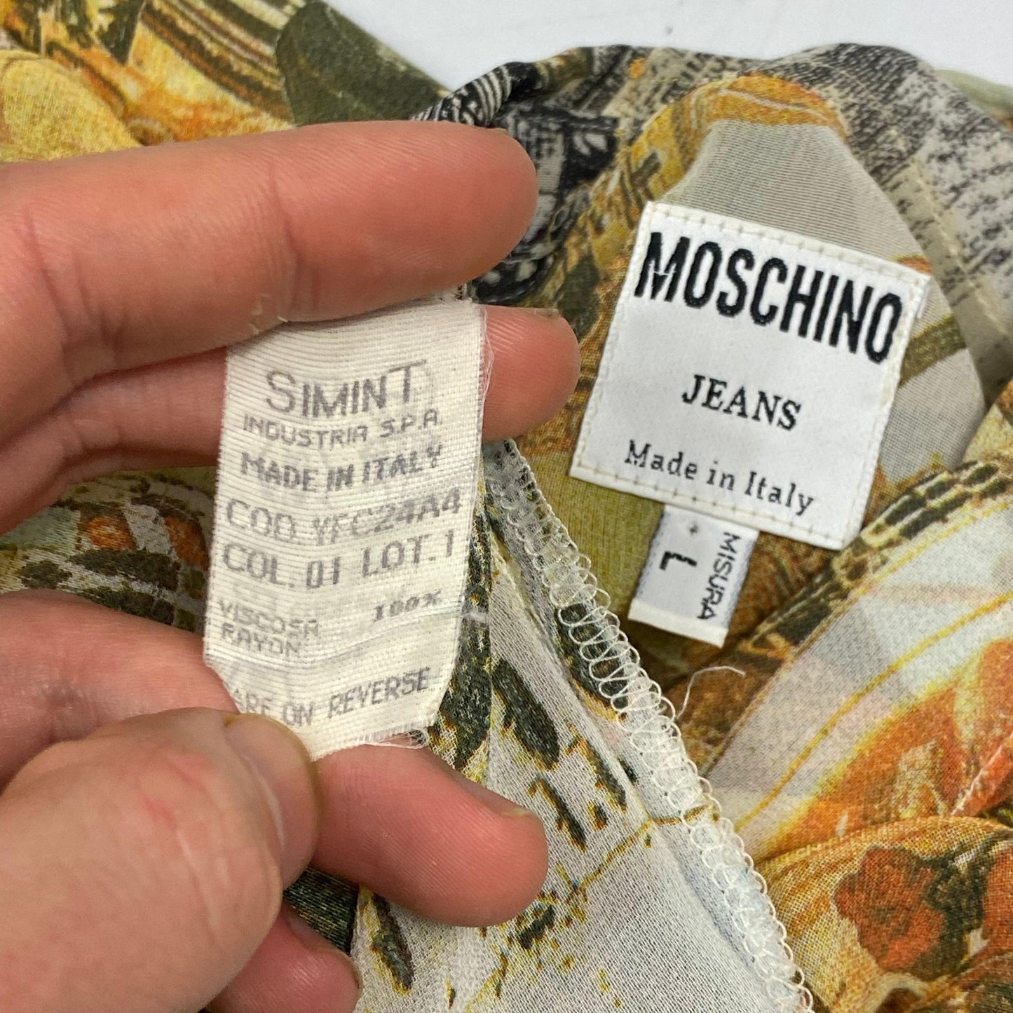 Moschino Jeans early 90’s Semi-sheer Italy Print Shirt - M/L - Known Source