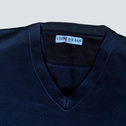 Navy Stone Island V neck Jumper (L) - Known Source