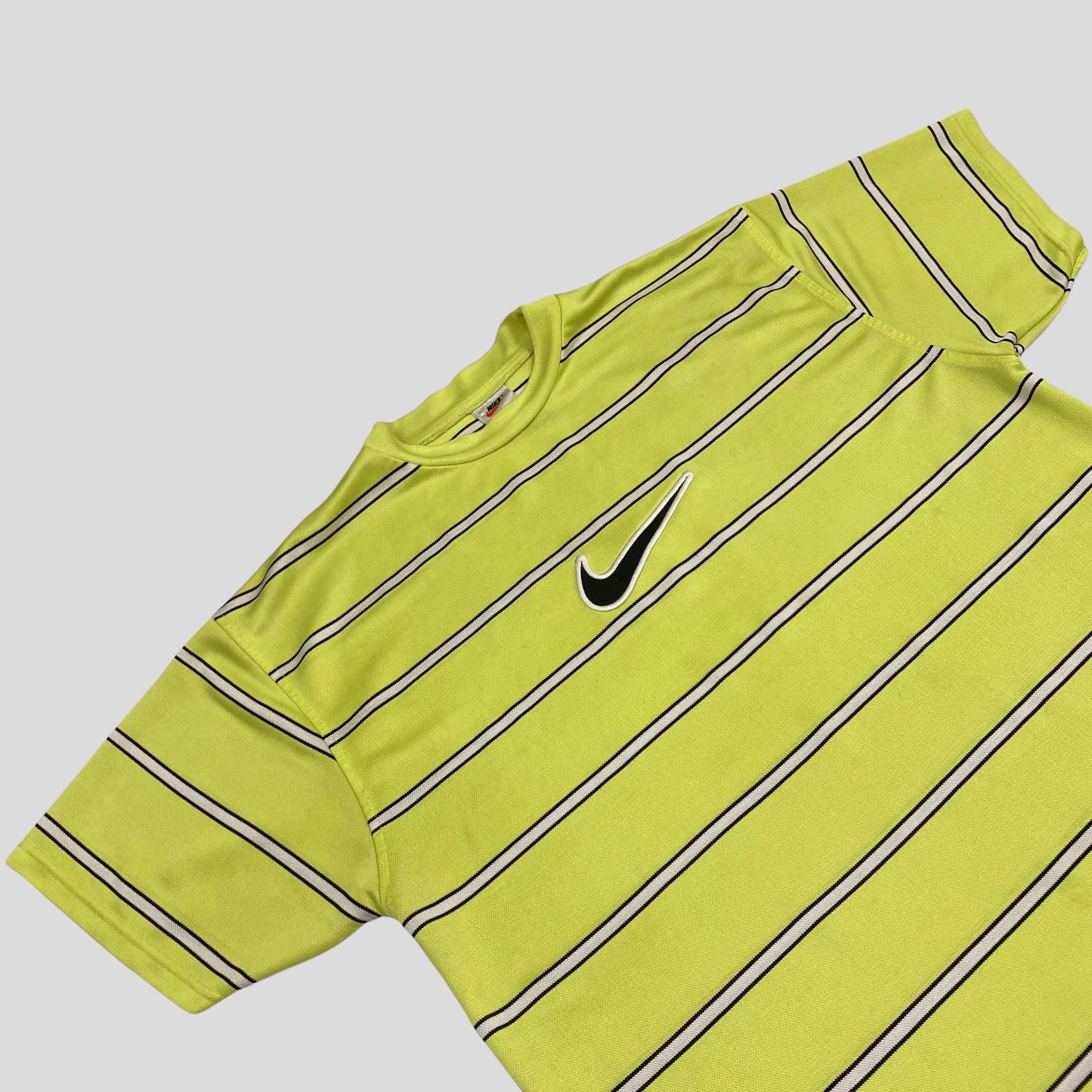 Nike 90’s Striped Swoosh Neon Tee - L - Known Source