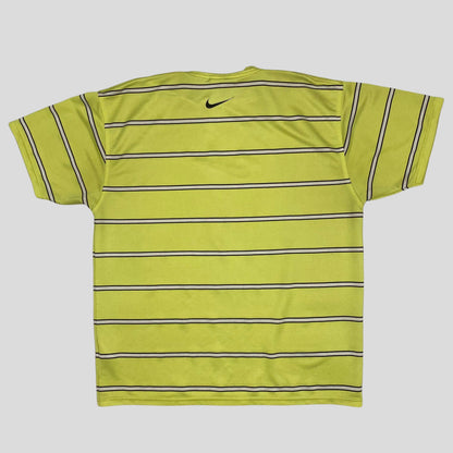 Nike 90’s Striped Swoosh Neon Tee - L - Known Source