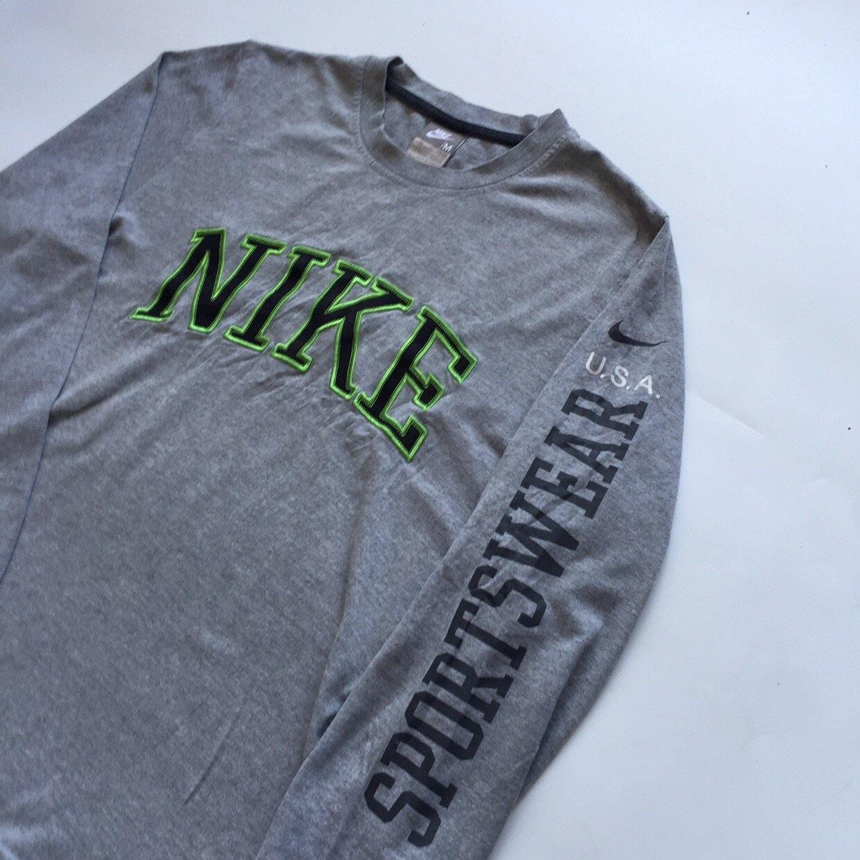 Nike Green Embroided Spellout Long Sleeve (M) (M) - Known Source