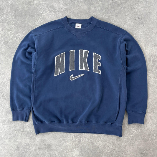 Nike RARE 1990s heavyweight embroidered spellout sweatshirt (L) - Known Source