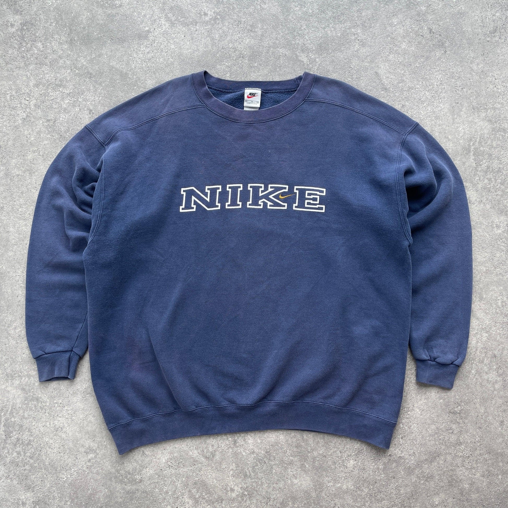 Nike RARE 1990s heavyweight embroidered spellout sweatshirt (XL) - Known Source