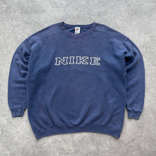 Nike RARE 1990s heavyweight embroidered spellout sweatshirt (XL) - Known Source