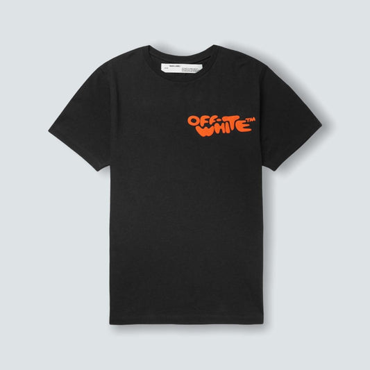 Off-white SS/19 Impressionism Orange Graphic Black Tee T-shirt (L) - Known Source