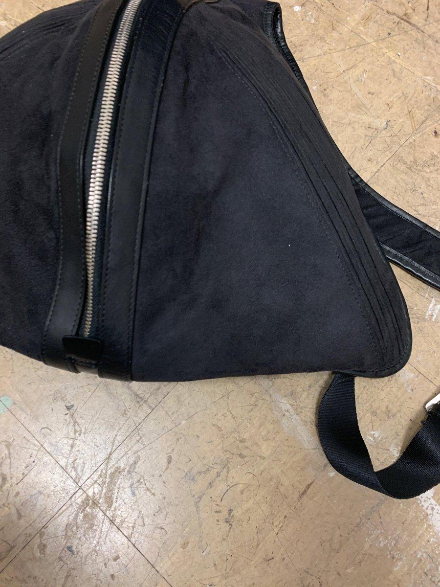 (OS) Issey Miyake 1980s Suede and Leather Triangle Backpack - Known Source