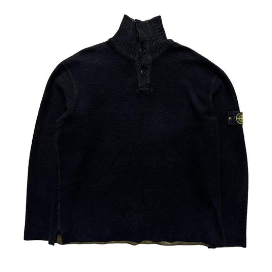 Stone Island Black Quarter Button Up Pullover - Known Source