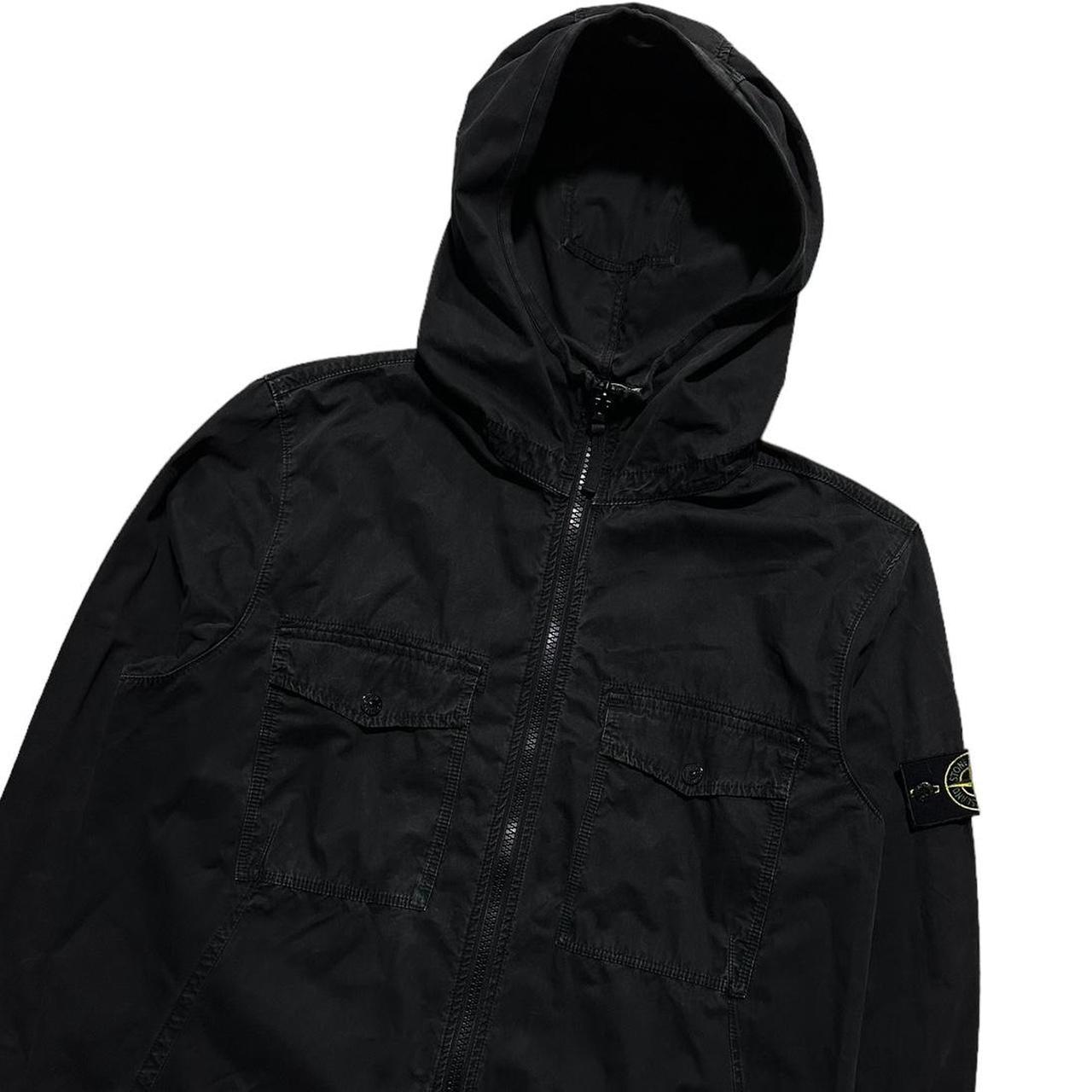 Stone Island Black Canvas Hooded Overshirt - Known Source