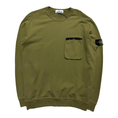Stone Island Green Side Pocket Pullover Crewneck - Known Source