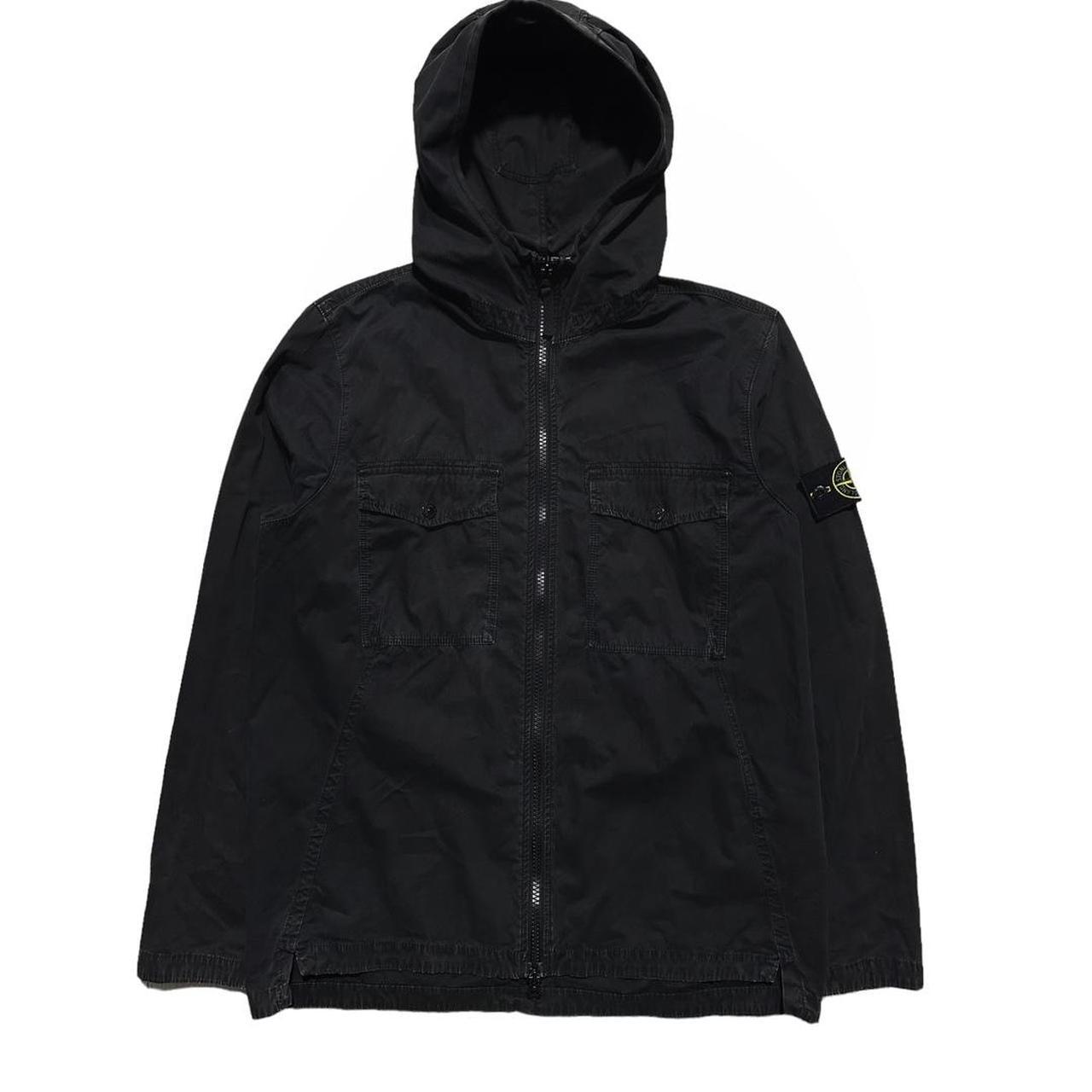 Stone Island Black Canvas Hooded Overshirt - Known Source