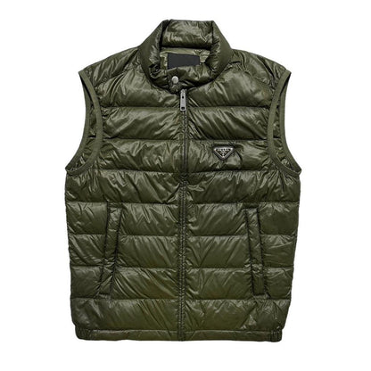 Prada Front Logo Green Down Gilet - Known Source