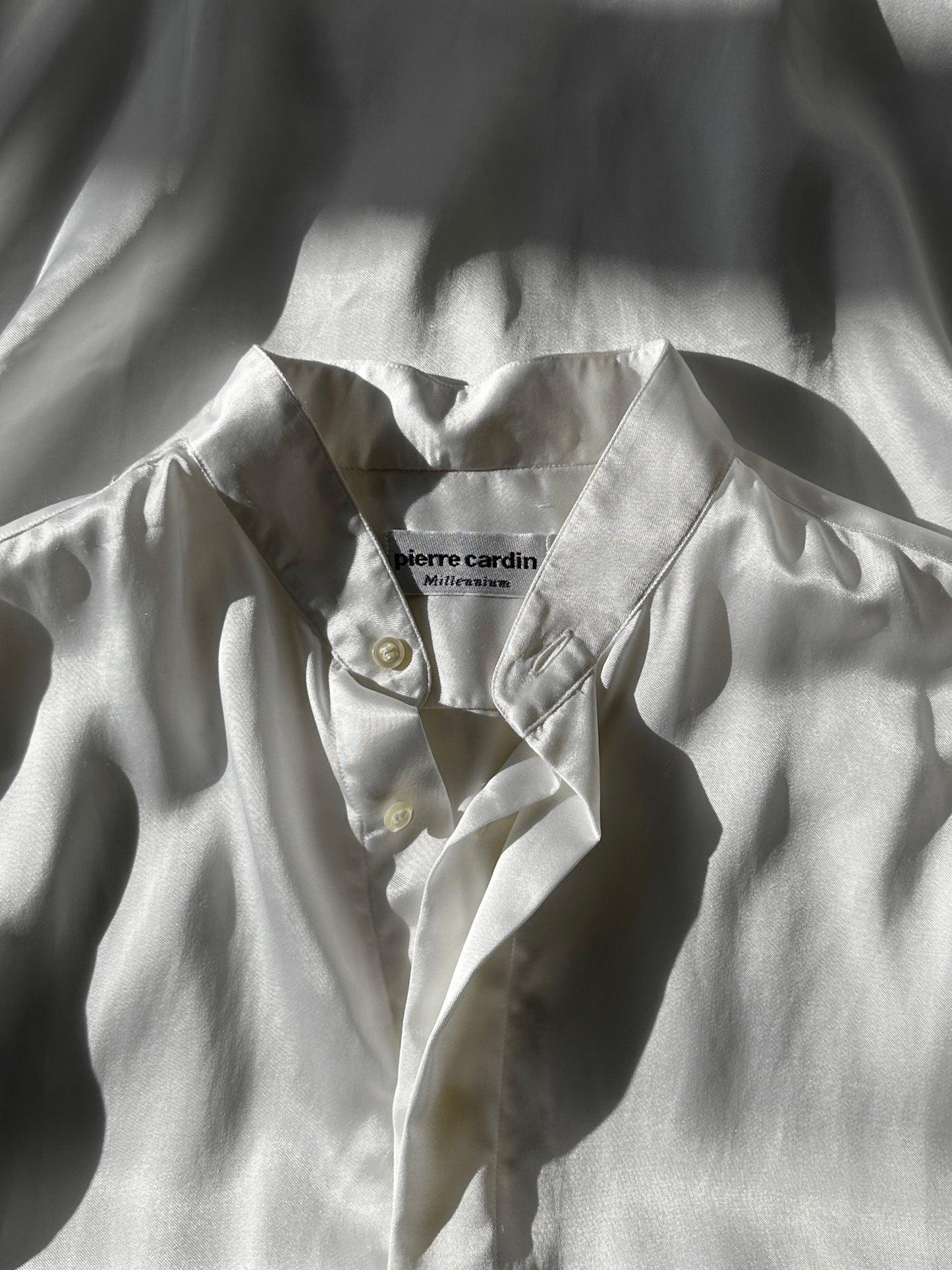 Pierre Cardin Cotton Satin Collarless Dress Shirt - L - Known Source