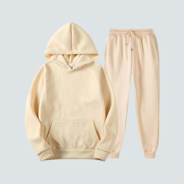 Plain Beige Hoodie Joggers Set S Known Source