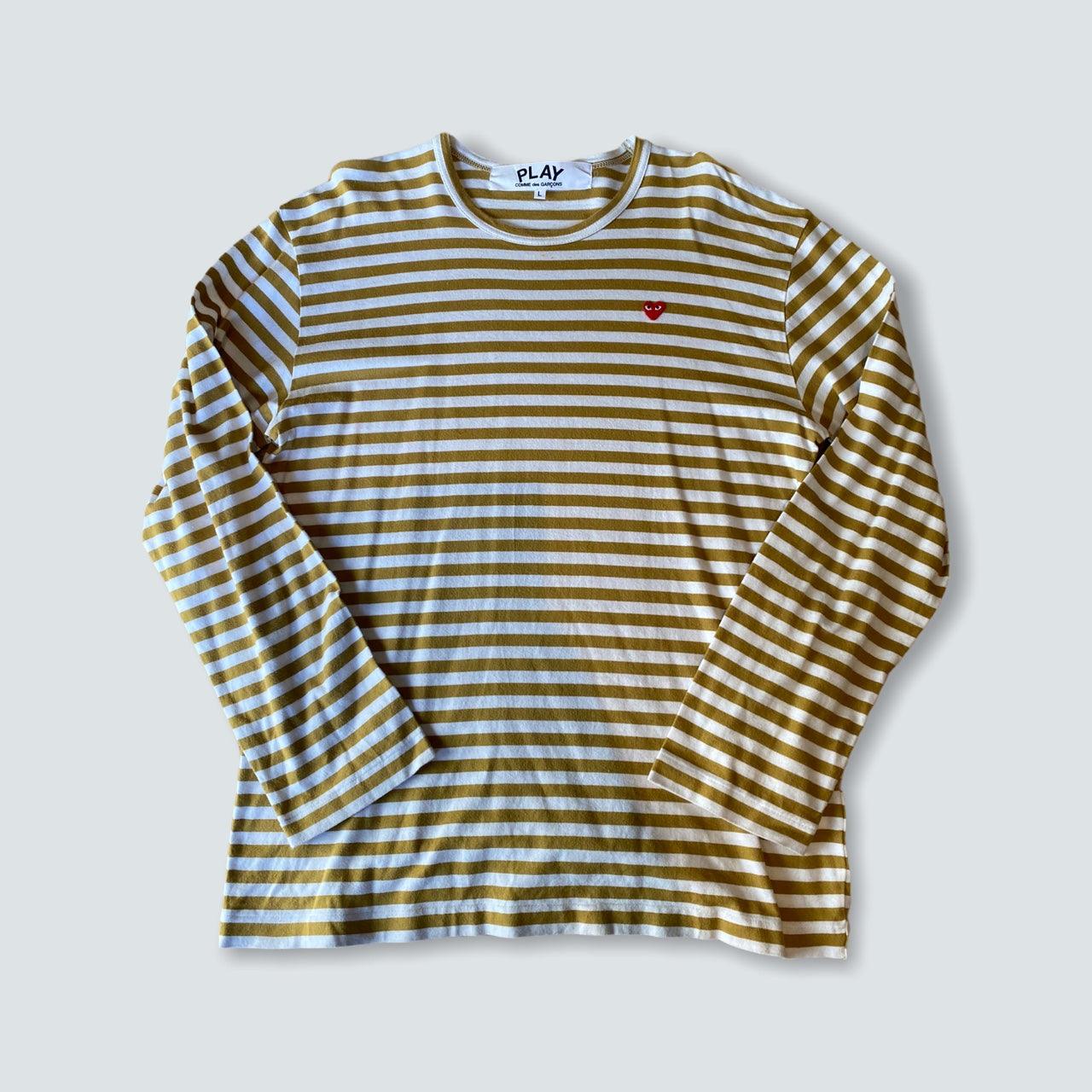 Play Comme des Garçons Gold and white long sleeve t-shirt (L) - Known Source