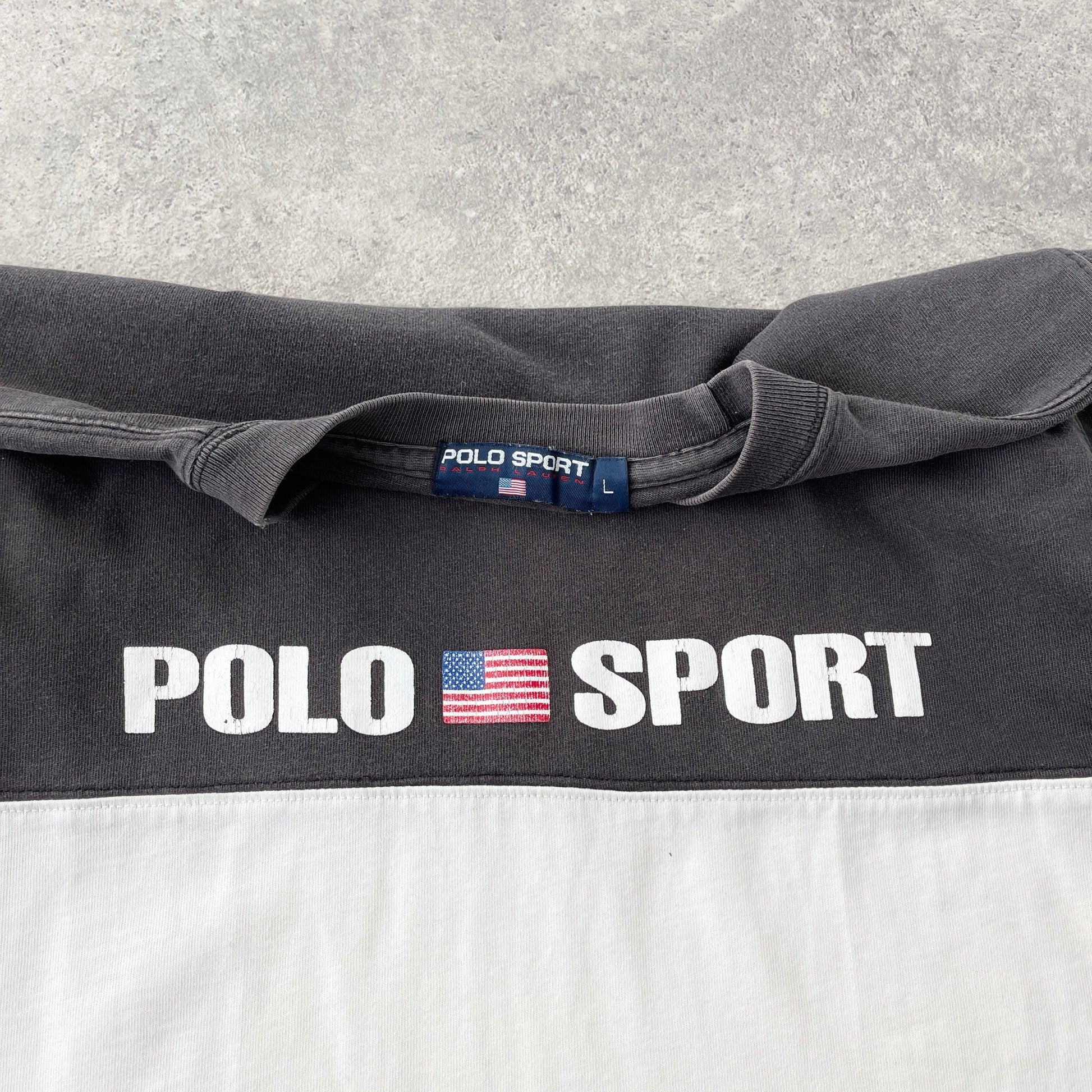 Polo Sport Ralph Lauren 1990s spellout colour block t-shirt (L) - Known Source