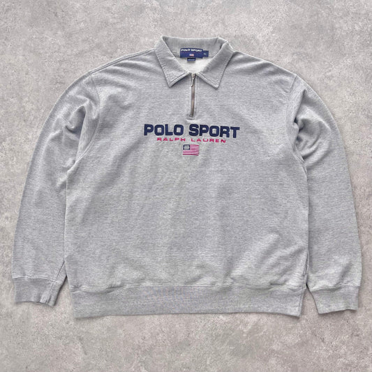 Polo Sport Ralph Lauren RARE 1990s 1/4 embroidered sweatshirt (XL) - Known Source