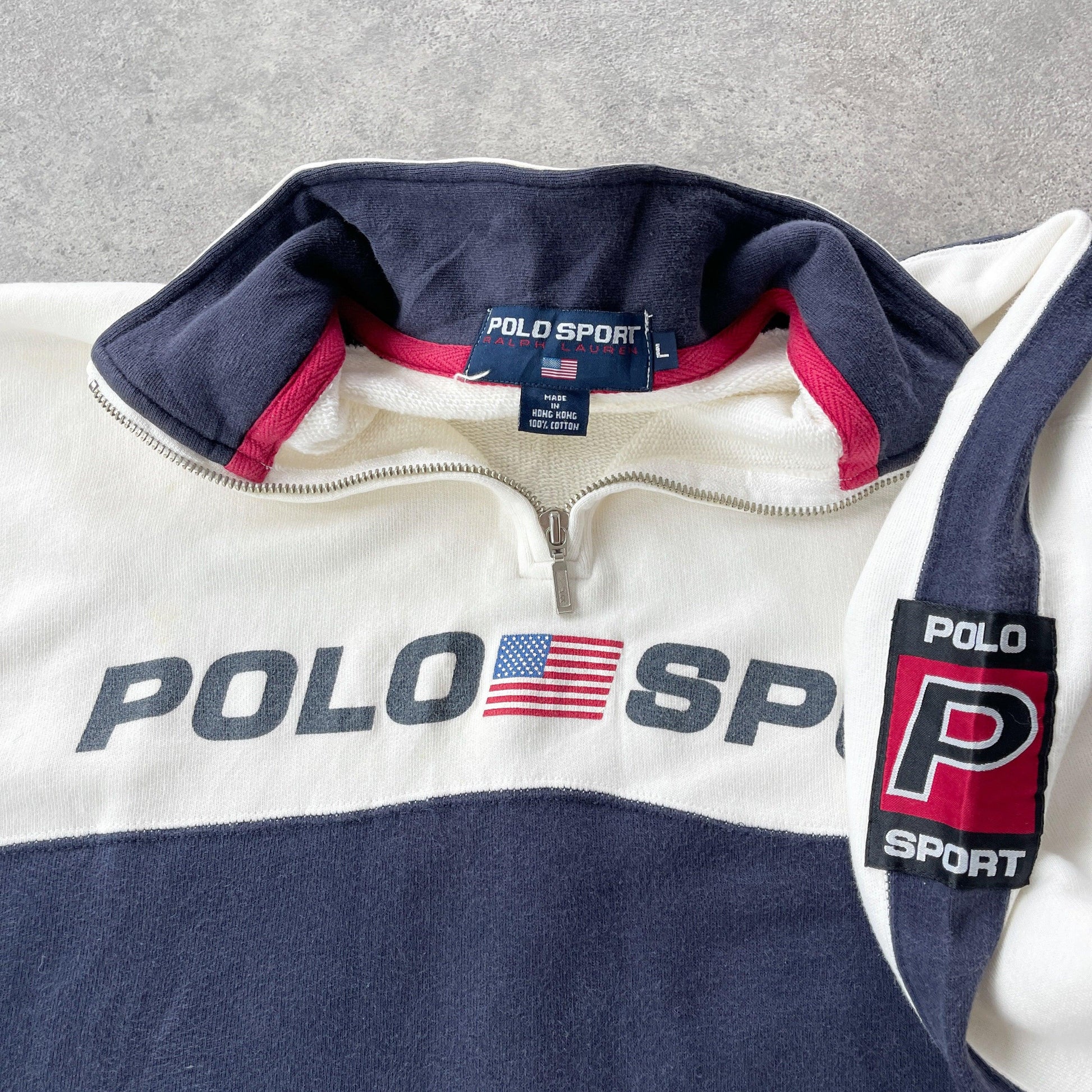 Polo Sport Ralph Lauren RARE 1990s heavyweight spellout sweatshirt (L) - Known Source