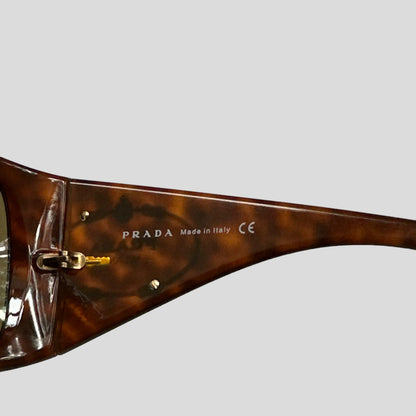 Prada 2005 Tortoiseshell Wraparound Shield Logo Sunglasses - Known Source