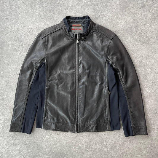 Prada Sport RARE 2000s leather biker jacket (M) - Known Source