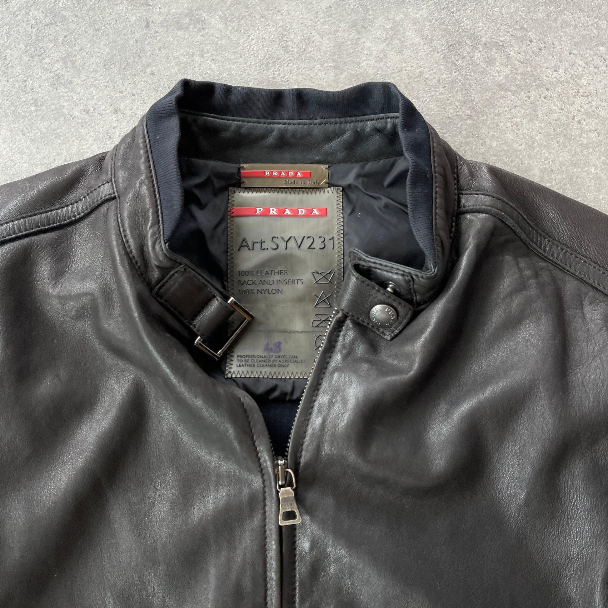 Prada Sport RARE 2000s leather biker jacket (M) - Known Source
