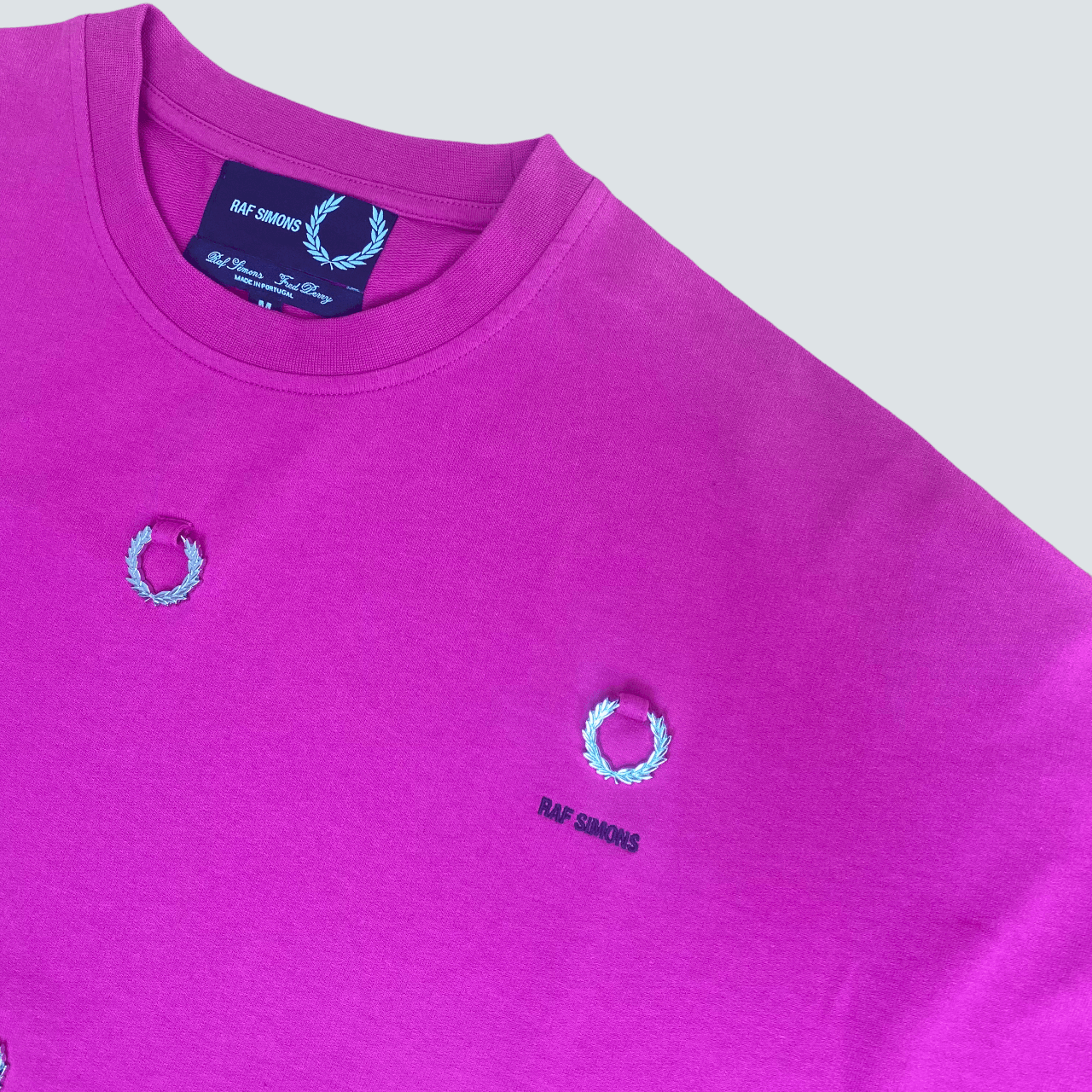 RAF SIMONS 19AW Fred Perry Pink Crewneck Long sleeve T-shirt (M) - Known Source