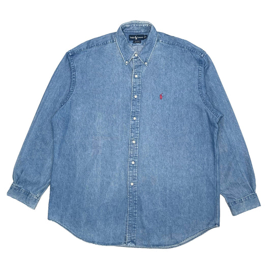 Ralph Lauren 90s heavy cotton denim shirt (XXL) - Known Source