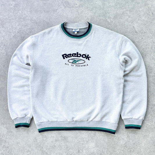 Reebok 1990s ‘all is possible’ heavyweight embroidered sweatshirt (L) - Known Source