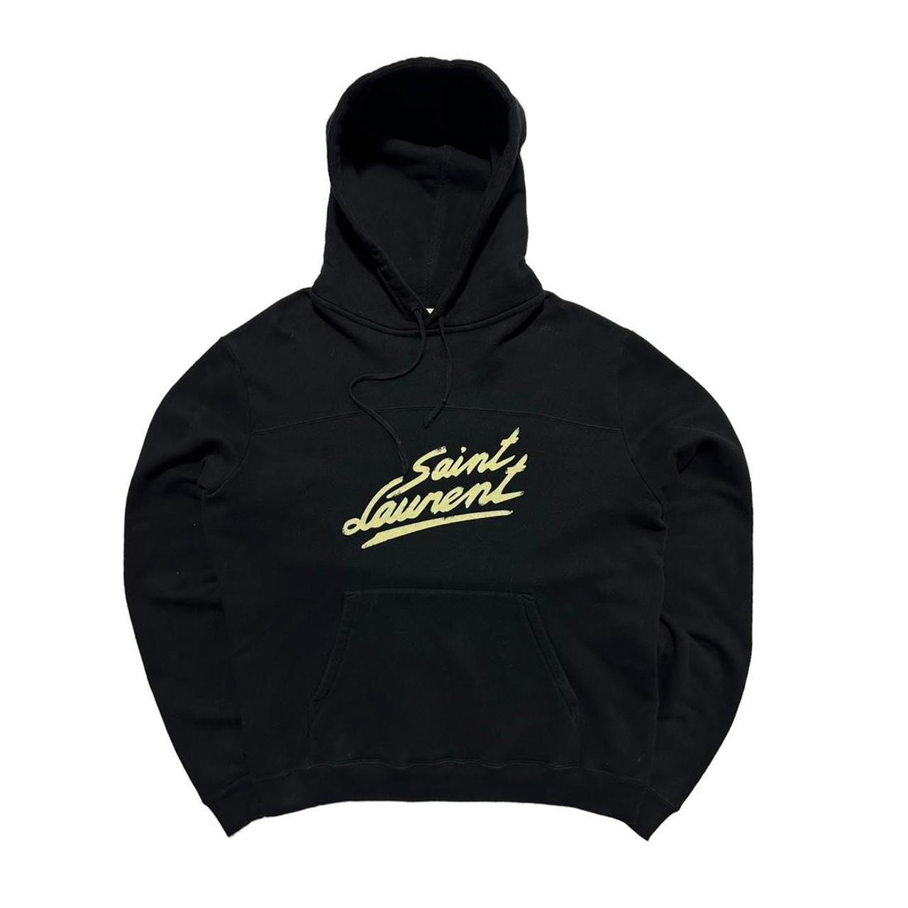 Saint Laurent Paris Script Logo Pullover Black Hoodie - Known Source