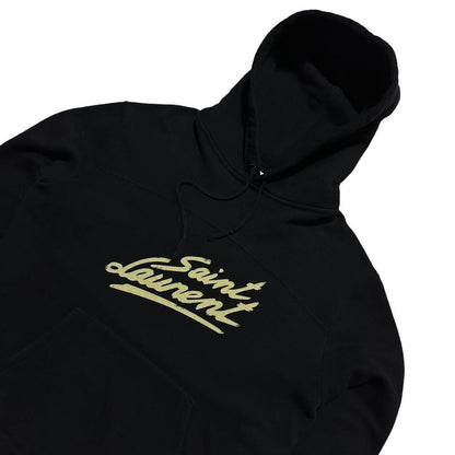 Saint Laurent Paris Script Logo Pullover Black Hoodie - Known Source