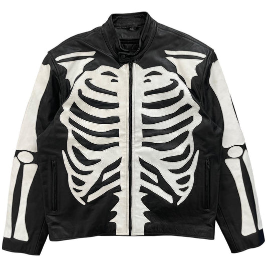 Skeleton Leather Motorcycle Jacket - Known Source