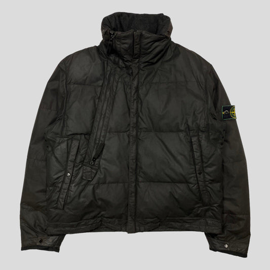 Stone Island AW99 Waxed Cotton Asymmetrical Puffer Jacket - S (M) - Known Source