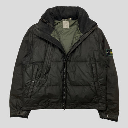 Stone Island AW99 Waxed Cotton Asymmetrical Puffer Jacket - S (M) - Known Source