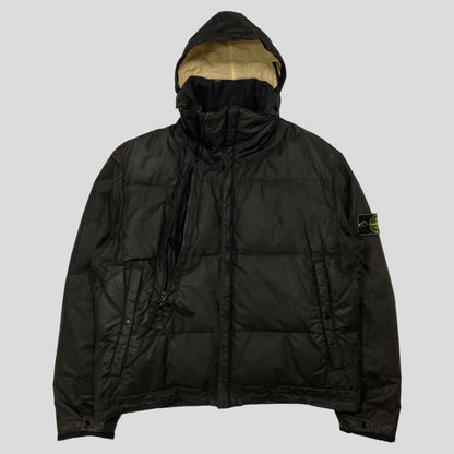Stone Island AW99 Waxed Cotton Asymmetrical Puffer Jacket - S (M) - Known Source