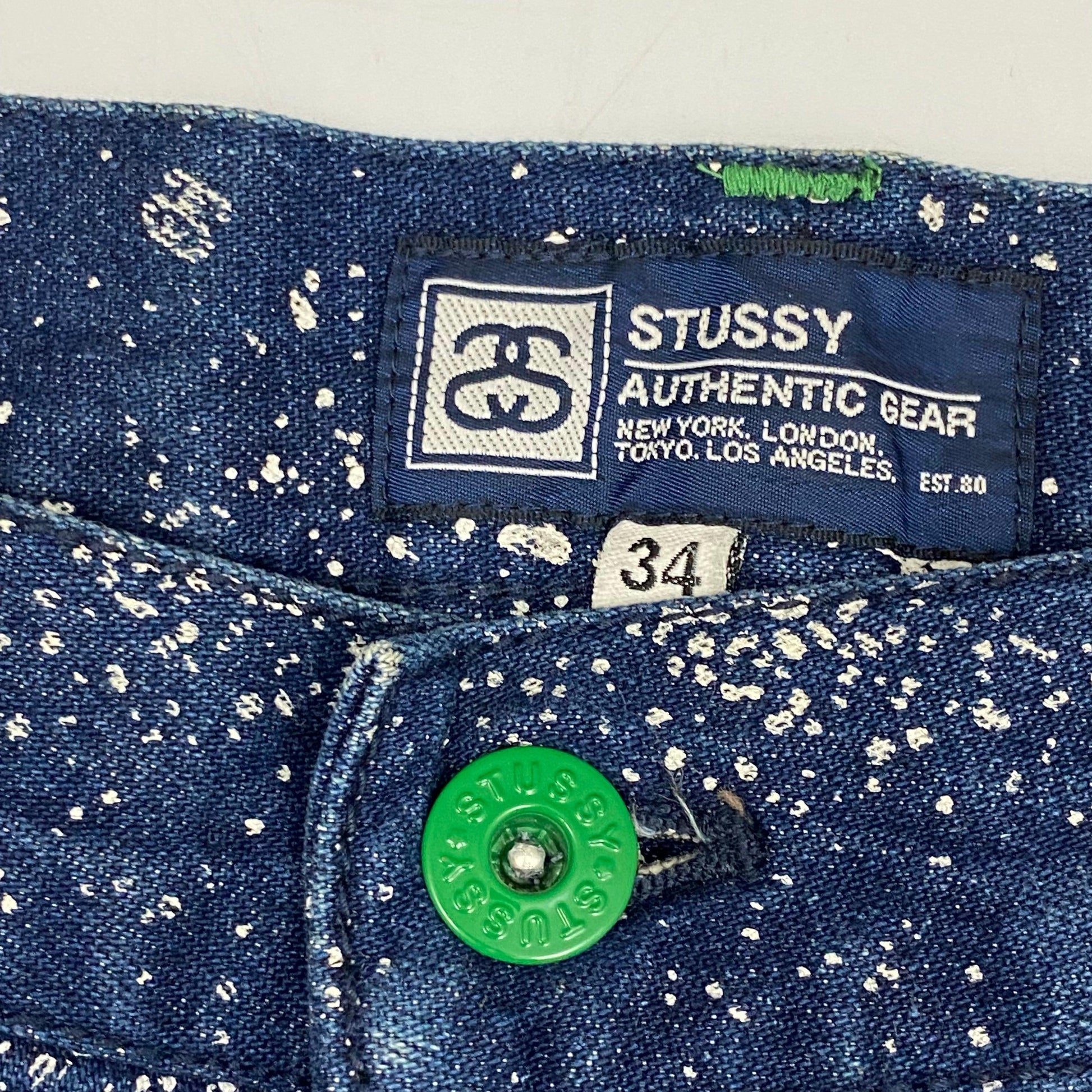 Stussy 00’s Splatter Monogram Logo Shorts - 34 - Known Source