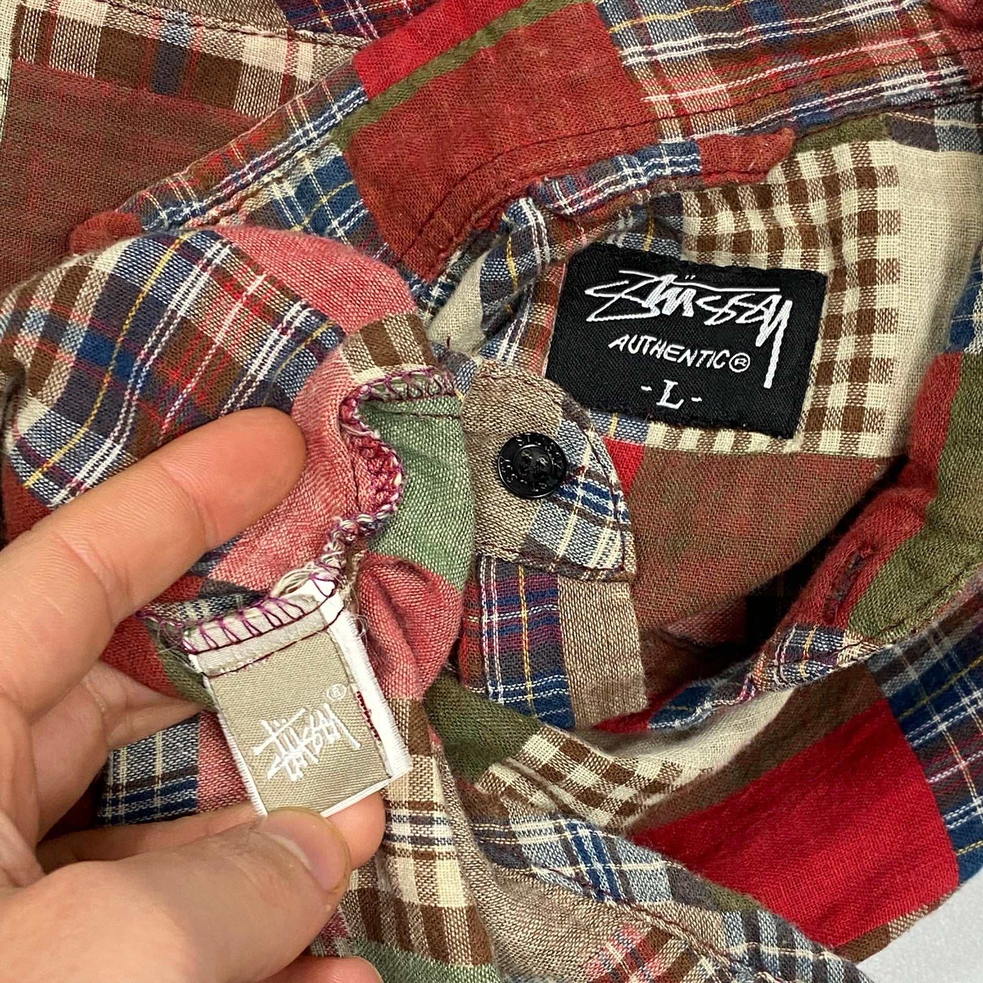 Stussy 00’s Stock Logo Patchwork Shirt - M/L - Known Source