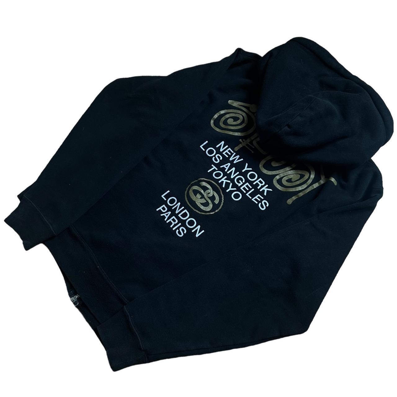 Stussy black gold zip up hoodie - Known Source