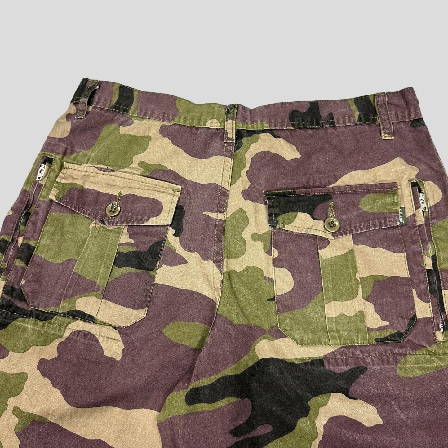 Stussy early 00’s Multizip Camo Cargo Shorts - 34 - Known Source