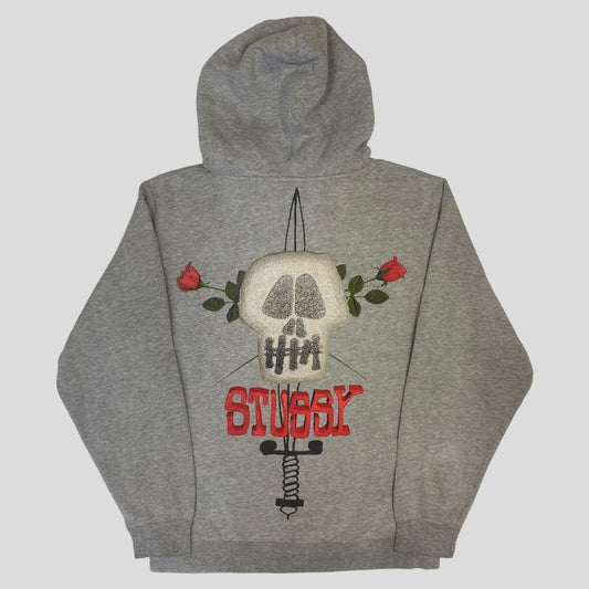 Stussy early 00’s Skull & Roses Zip-up Hoodie - S - Known Source