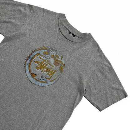Stussy Grey Dragon Print T Shirt - Known Source