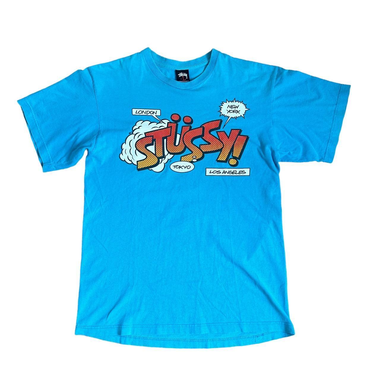 Stussy Men's Short Sleeve Comic T-shirt Blue - Known Source