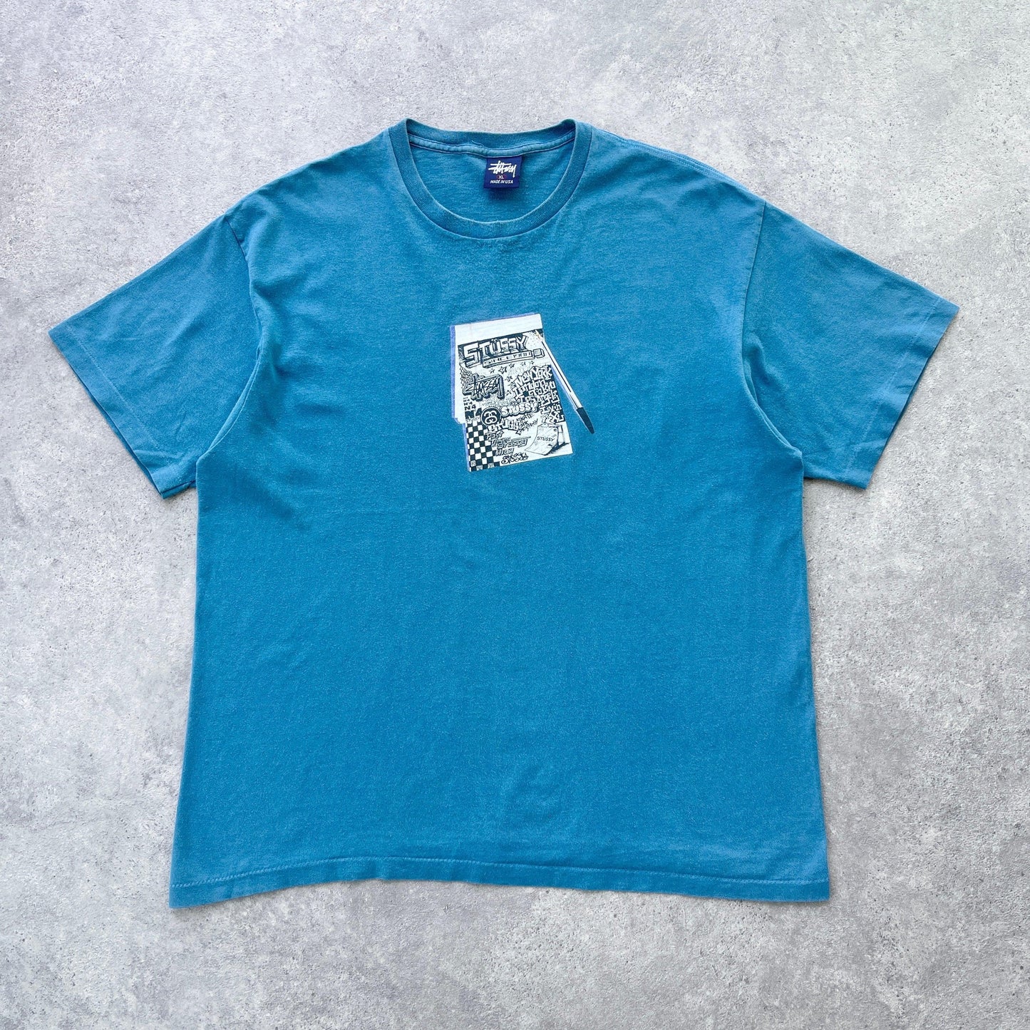 Stussy RARE 1990s single stitch doodle graphic t-shirt (XL) - Known Source