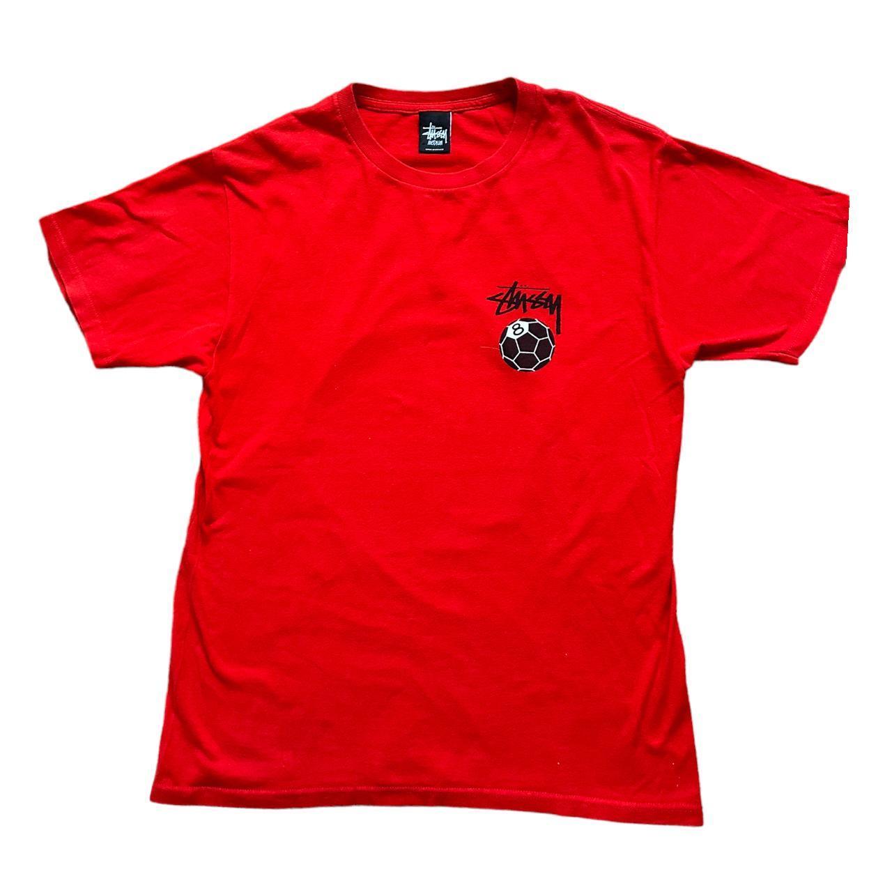 Stussy Red 8 football t-shirt - Known Source