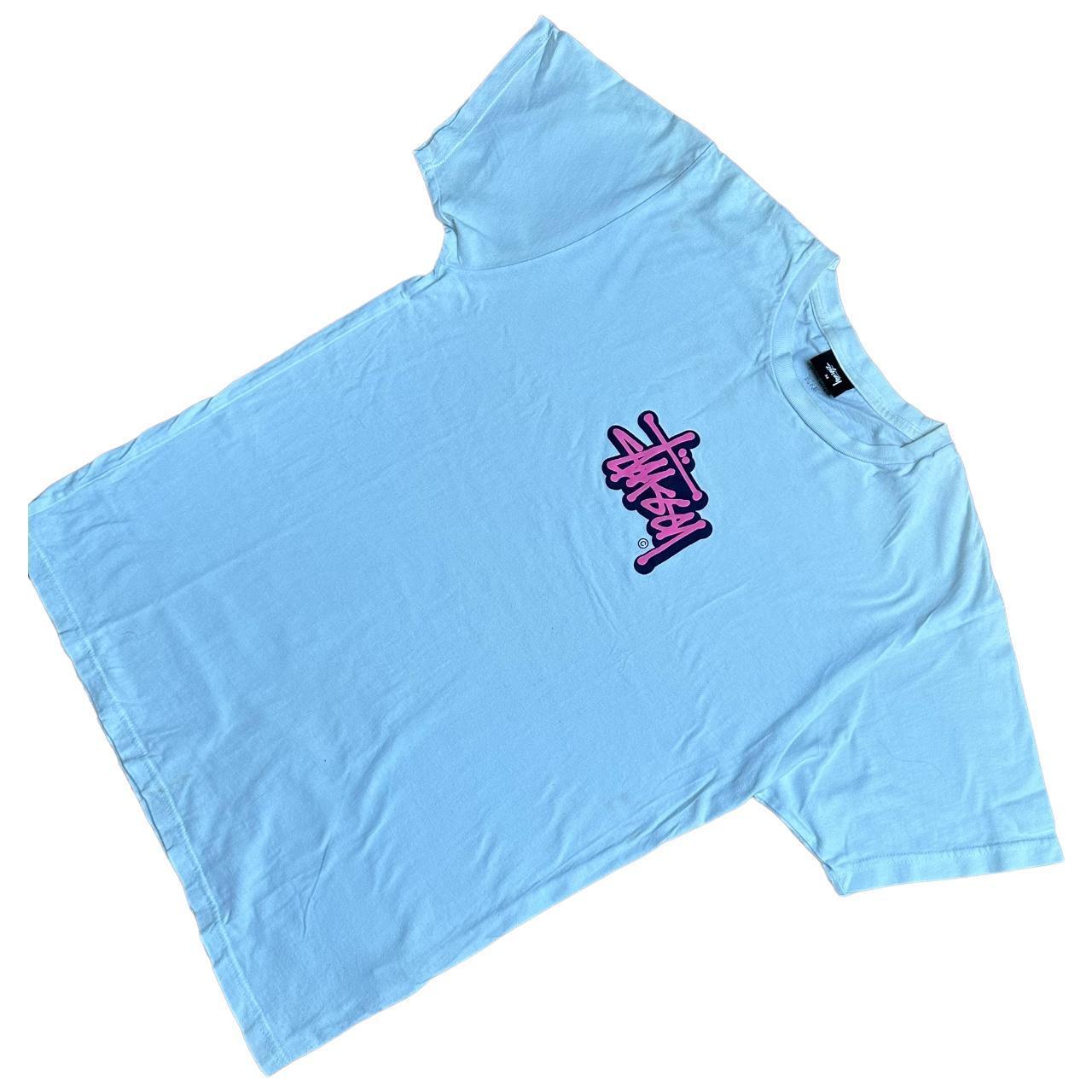 Stussy white and pink T-shirt short sleeve - Known Source