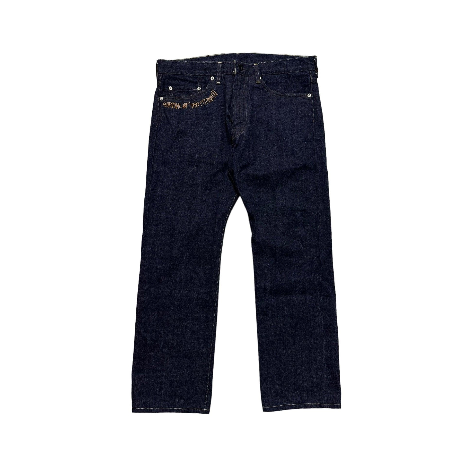 Stussy x Bape Contrast Stitching Logo Denim Jeans - Known Source