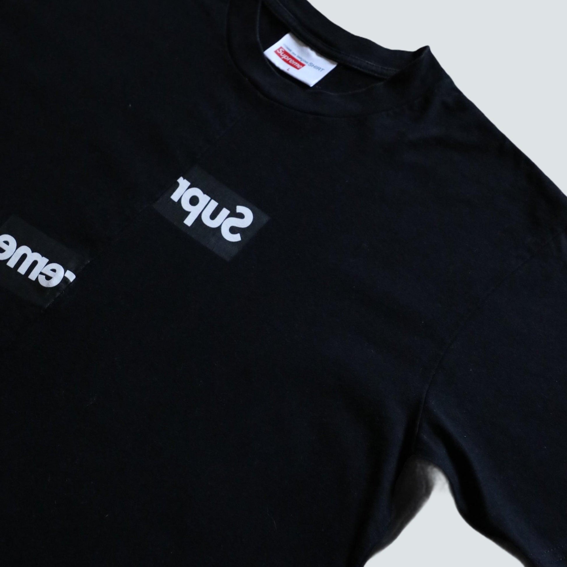 Supreme Comme Des Garçons black split box logo T-shirt (L) - Known Source