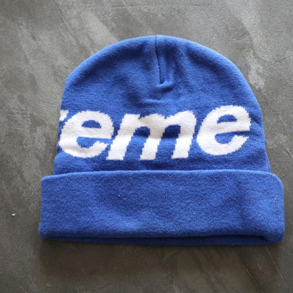 SUPREME Magenta Big Logo Beanie Knit Hat Blue - Known Source